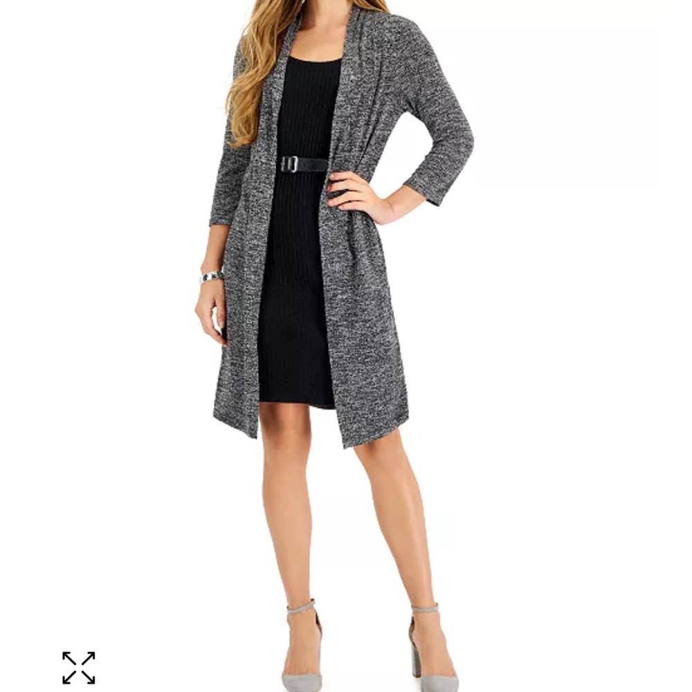 Connected 3/4-Sleeve Belted Jacket Dress size 6
